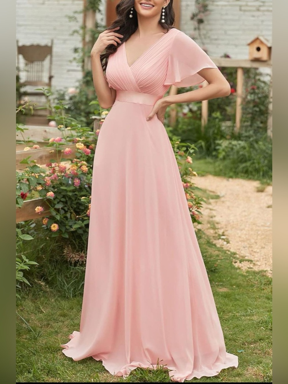 Surplice Flutter Sleeve Maxi Dress